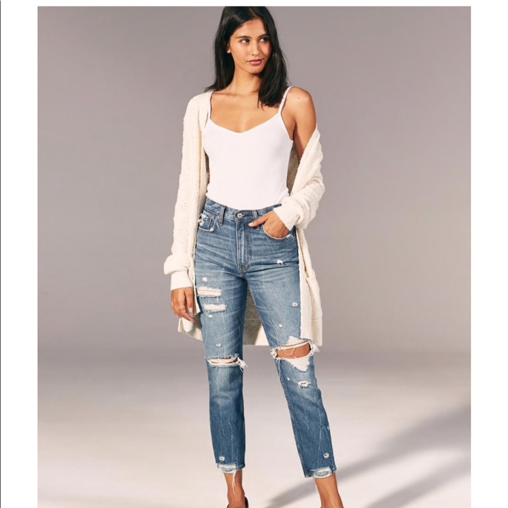 Abercrombie high rise ripped mom jeans size 27